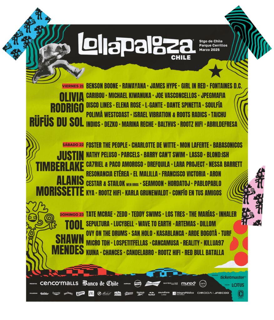 Lollapalooza Chile 2025 revela su programación diaria y lanza la venta de entradas