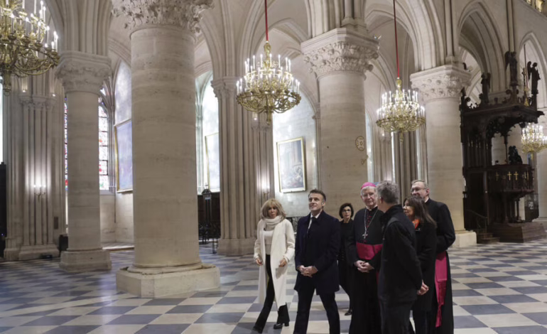 Macron visita Notre Dame restaurada a días de su reapertura oficial