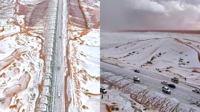 Arabia Saudita: el desierto de Al-Jawf se cubre de nieve por primera vez en la historia