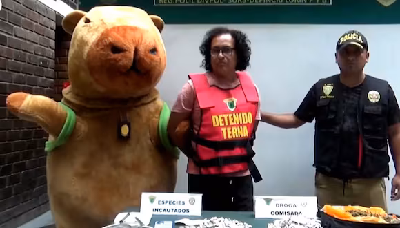 Operativo insólito: Policía disfrazado de “capibara del amor” captura a presunto narcotraficante en Perú