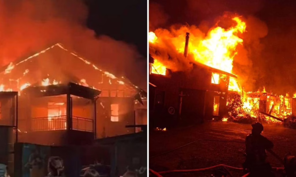 Incendio arrasa con el Liceo Hornopirén en Hualaihué: Bombero resultó herido y más de 300 estudiantes quedan sin recinto