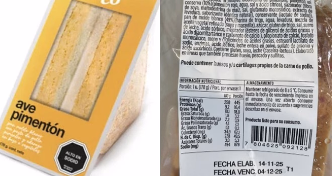 Minsal declara alerta alimentaria por detección de Listeria en sándwich de ave pimentón